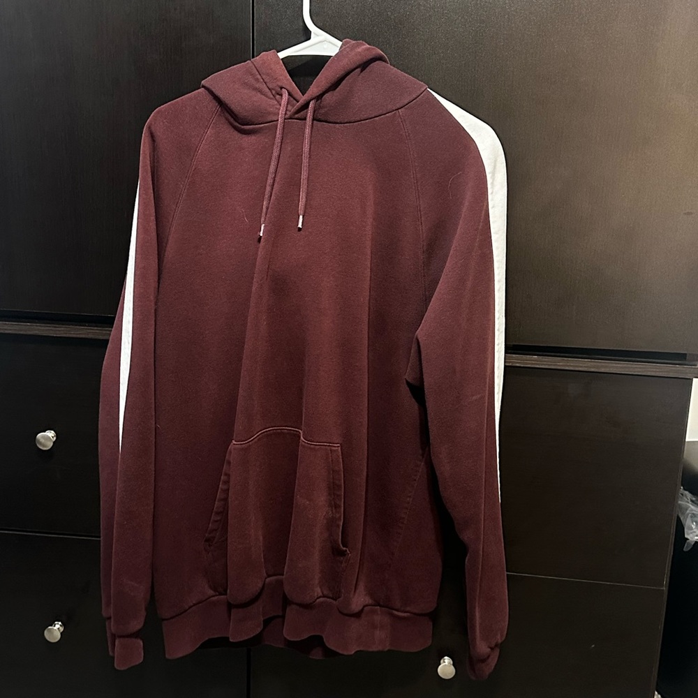 Burgundy Striped H&M Hoodie (Size Large)